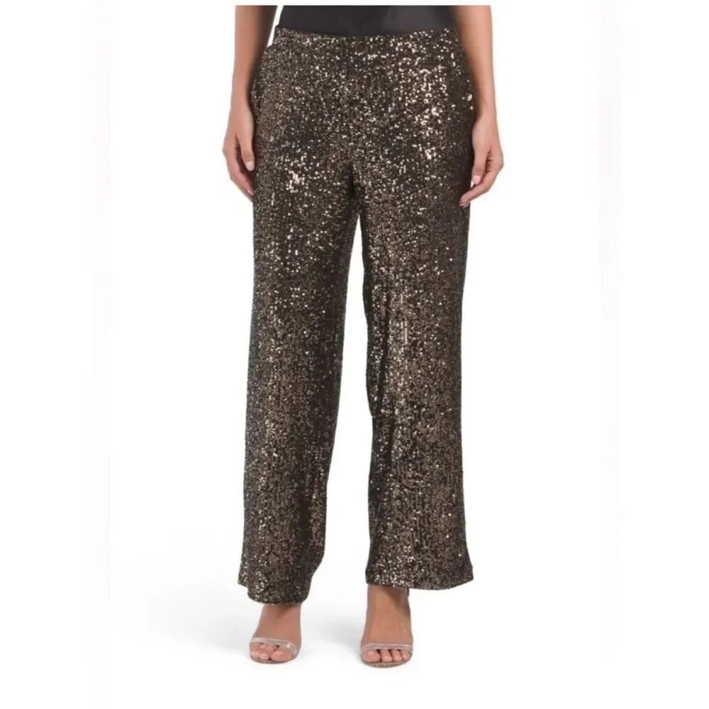 Cable & Gauge Womens Sequin Pull-On Pants Size Medium